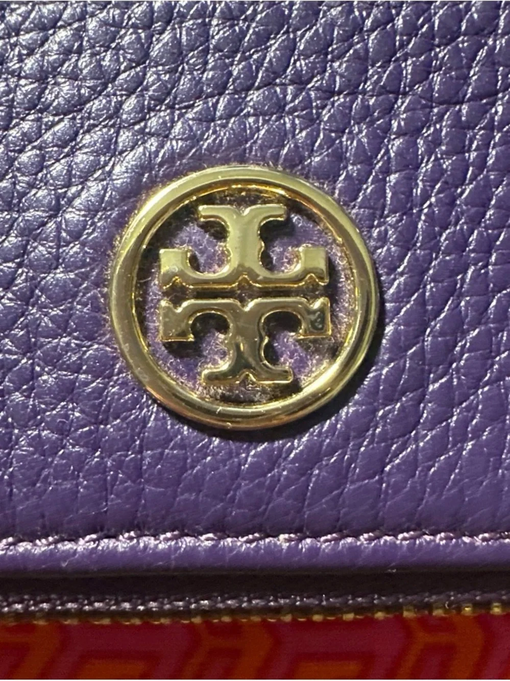 Tory Burch Robinson Foldover Crossbody Bag Purple Pebbled Leather Tassel